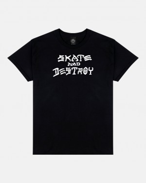 T-Shirts Thrasher Magazine Skate and Destroy T-Shirt Negros | QLW-906832