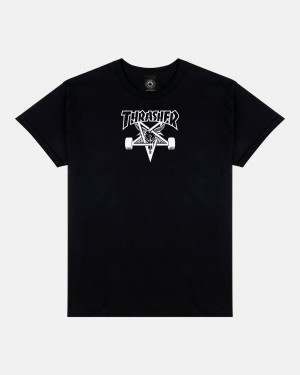 T-Shirts Thrasher Magazine Skategoat T-Shirt Negros | GDR-071593