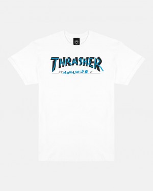 T-Shirts Thrasher Magazine Trademark T-Shirt Blancos | CUR-678410