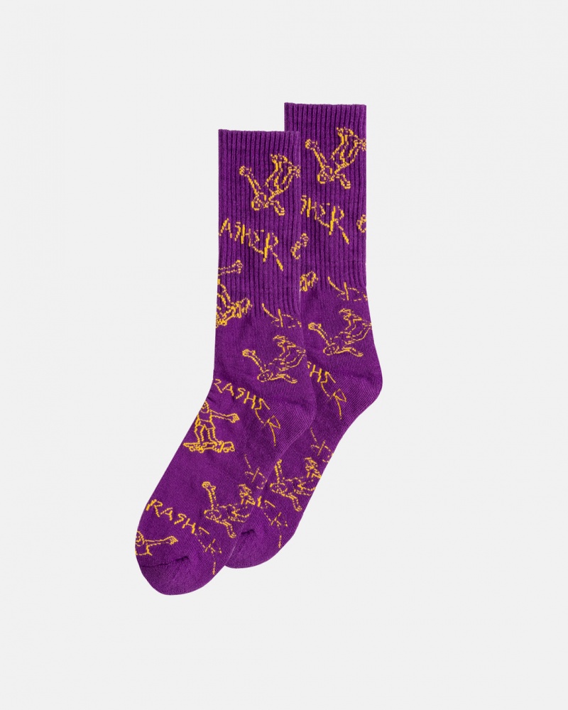 Calcetines Thrasher Magazine Gonz Logo Crew Socks Morados Dorados | OEZ-238176