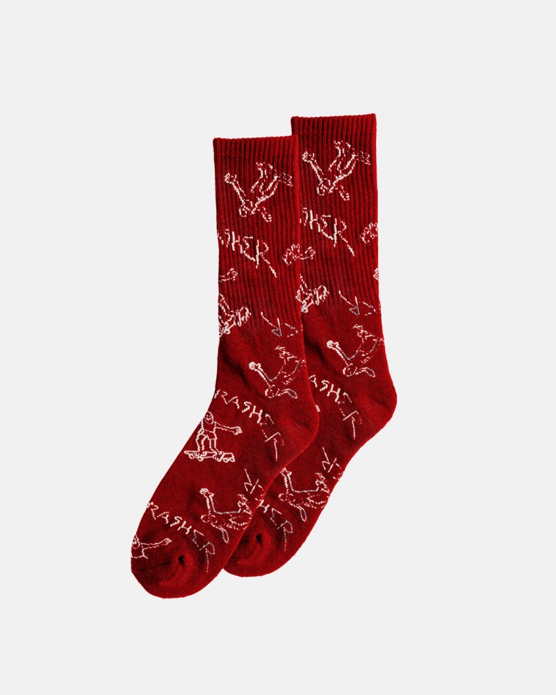 Calcetines Thrasher Magazine Gonz Socks Rojos Blancos | TQG-309425