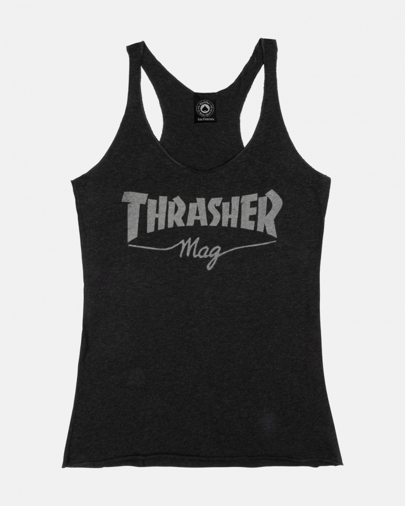 Camiseta sin Manga Thrasher Magazine Thrasher Mag Tank Top Negros | PNG-695841