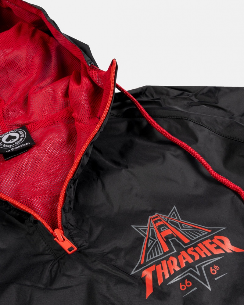 Chamarras Thrasher Magazine Golden Gate Anorak Jacket Negros | PGQ-973208