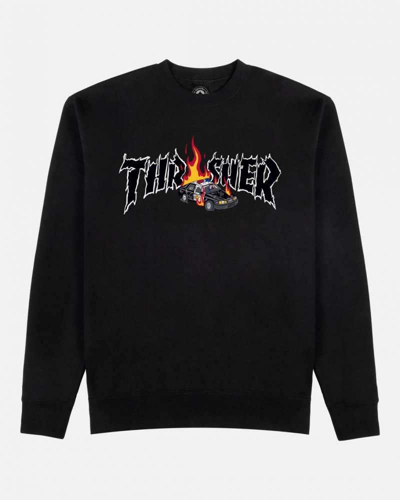 Crewneck Thrasher Magazine Cop Car Crewneck Negros | MDE-527640
