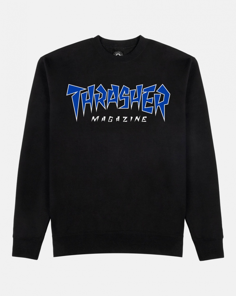 Crewneck Thrasher Magazine Jagged Crewneck Negros | RJM-068374