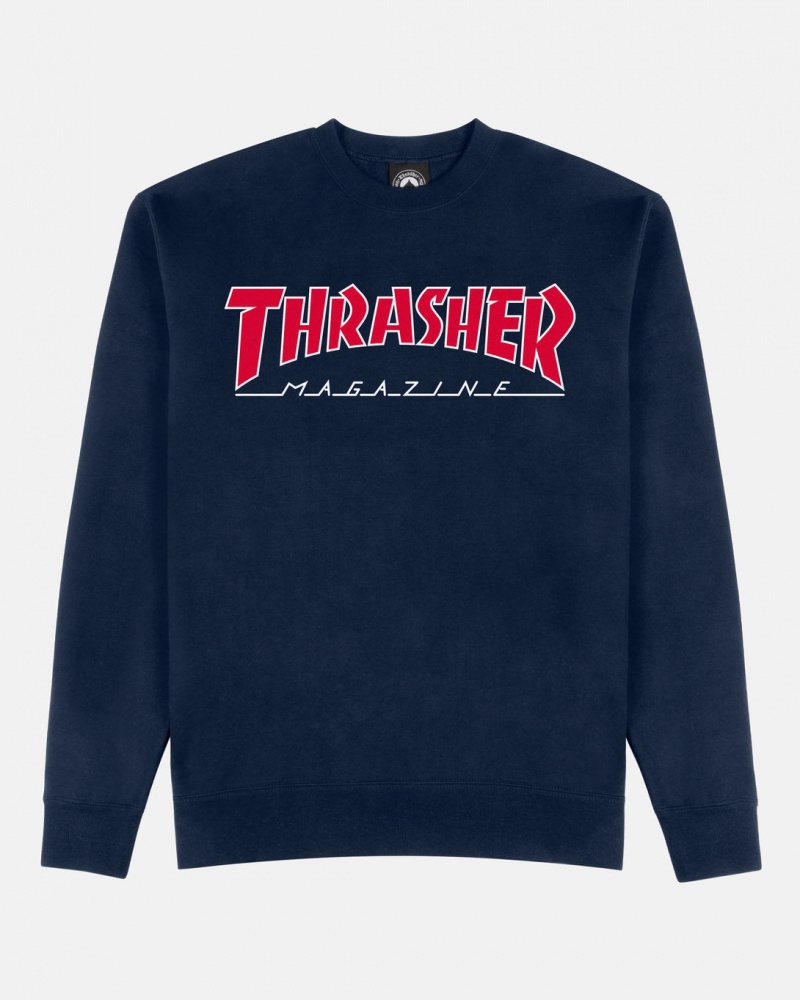 Crewneck Thrasher Magazine Outlined Crewneck Azul Marino Azules | JKN-726831