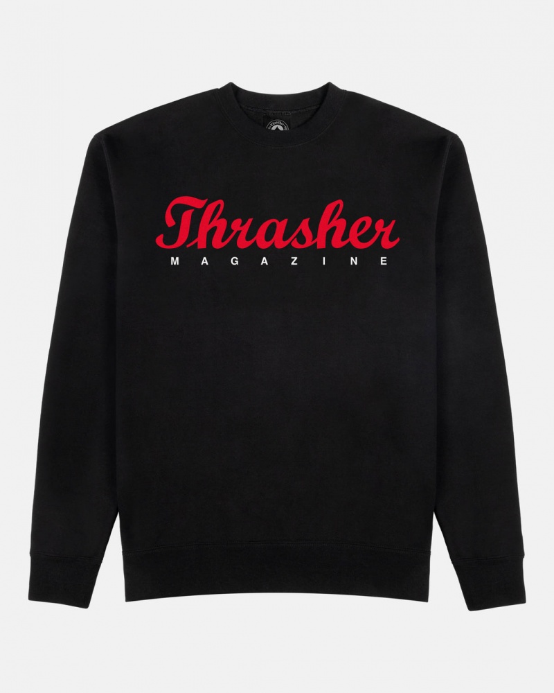 Crewneck Thrasher Magazine Script Crewneck Negros | QOW-613807
