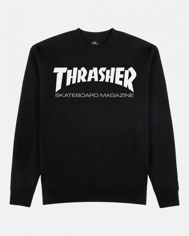 Crewneck Thrasher Magazine Skate Mag Crewneck Negros | JLG-157236