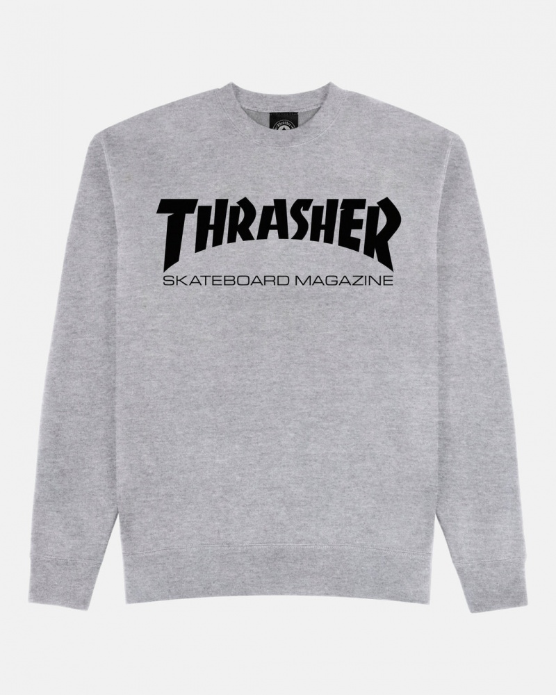 Crewneck Thrasher Magazine Skate Mag Crewneck Grises | TYB-084513