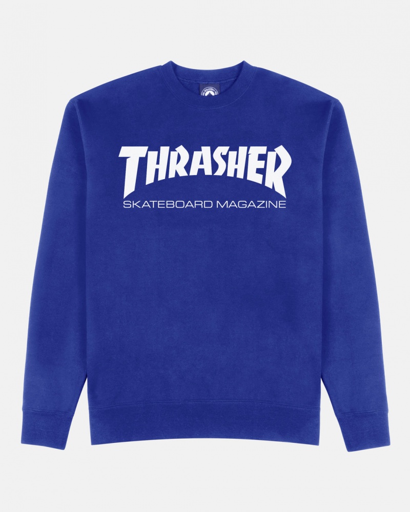 Crewneck Thrasher Magazine Skate Mag Crewneck Azul Rey Azules | JIH-462381