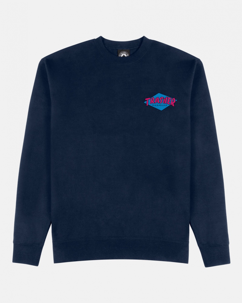 Crewneck Thrasher Magazine Trasher Hurricane Crewneck Azul Marino Azules | HGE-498076