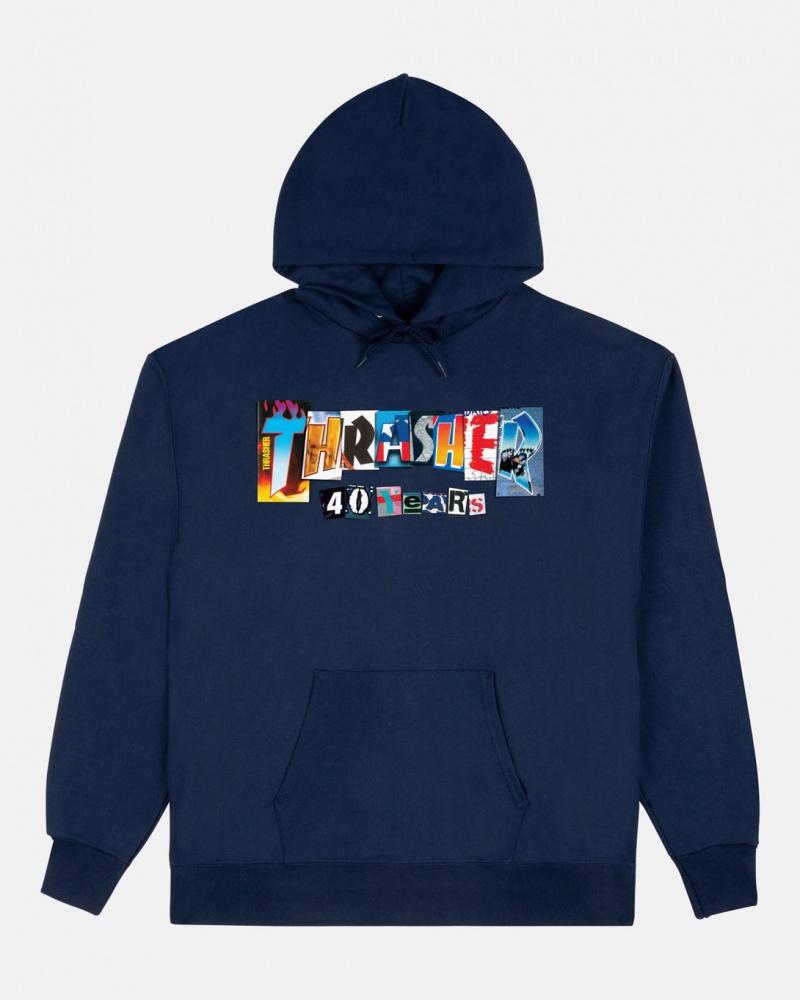 Hoodies Thrasher Magazine 40 Years Hoodie Azul Marino Azules | OYR-649852