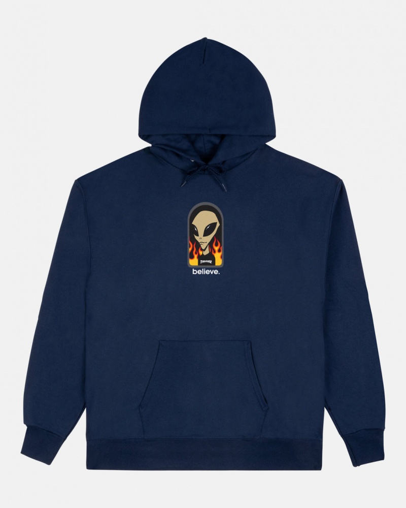 Hoodies Thrasher Magazine Believe Hoodie Azul Marino Azules | NVD-019452