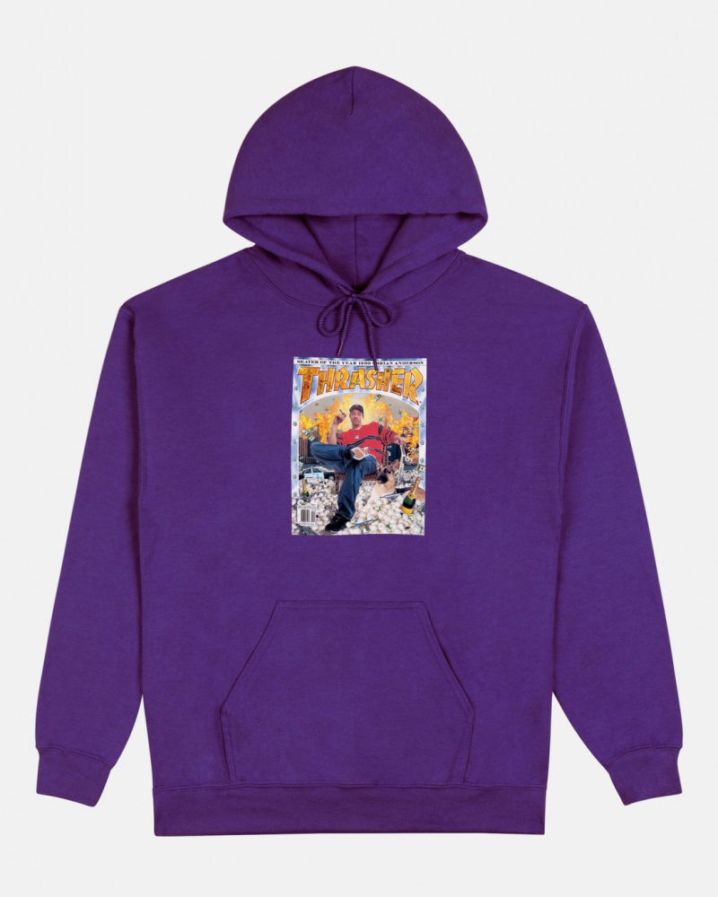 Hoodies Thrasher Magazine Brian Anderson SOTY Cover Hoodie Morados | GXI-896427