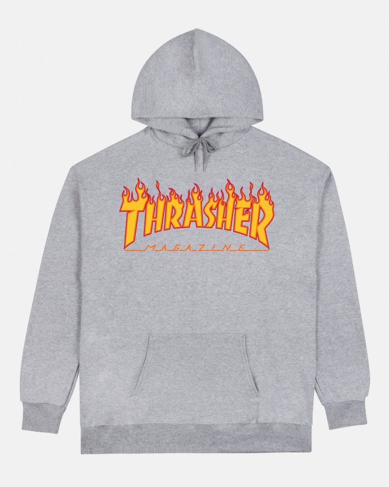 Hoodies Thrasher Magazine Flame Hoodie Grises | FGE-731509