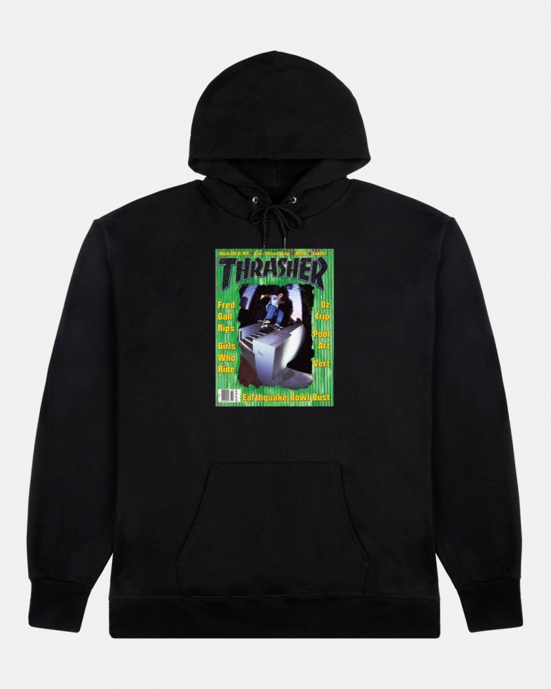 Hoodies Thrasher Magazine Fred Gall Cover Hoodie Negros | TEZ-092375