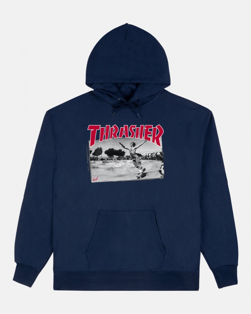 Hoodies Thrasher Magazine Jake Dish Hoodie Azul Marino Azules | JXH-015762