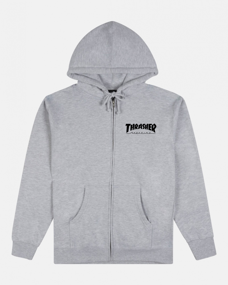 Hoodies Thrasher Magazine Mag Logo Full-Zip Hoodie Grises | BPL-975420