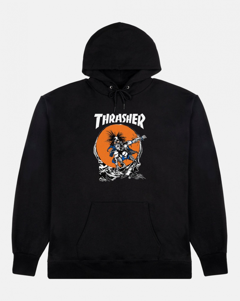 Hoodies Thrasher Magazine Skate Outlaw Hoodie Negros | GMV-804792