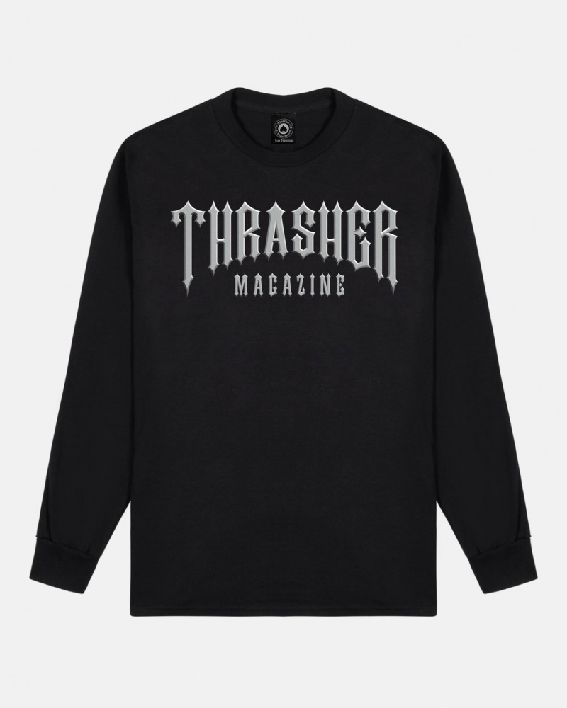 Manga Larga Thrasher Magazine Low Low Long sleeve Negros | CTL-342078