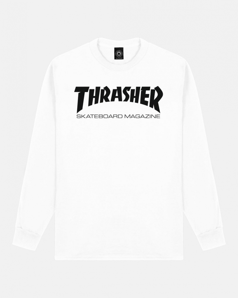 Manga Larga Thrasher Magazine Skate Mag Long sleeve Blancos | RME-805271