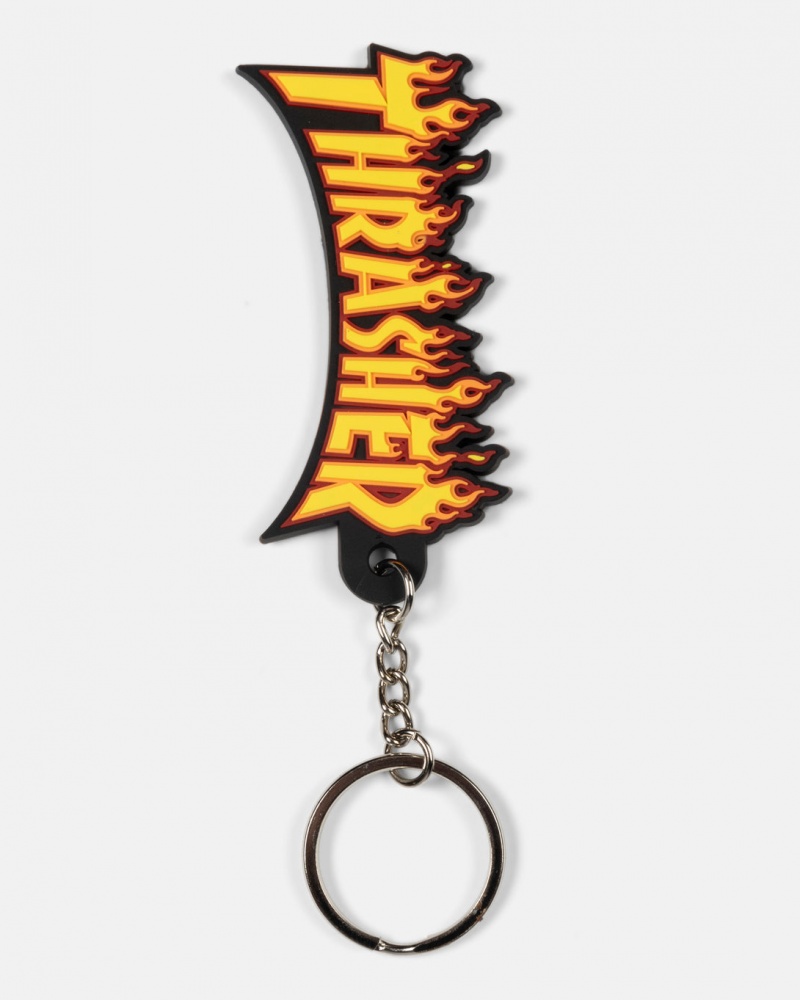 Other Thrasher Magazine Flame Keychain Amarillos | XEH-196085