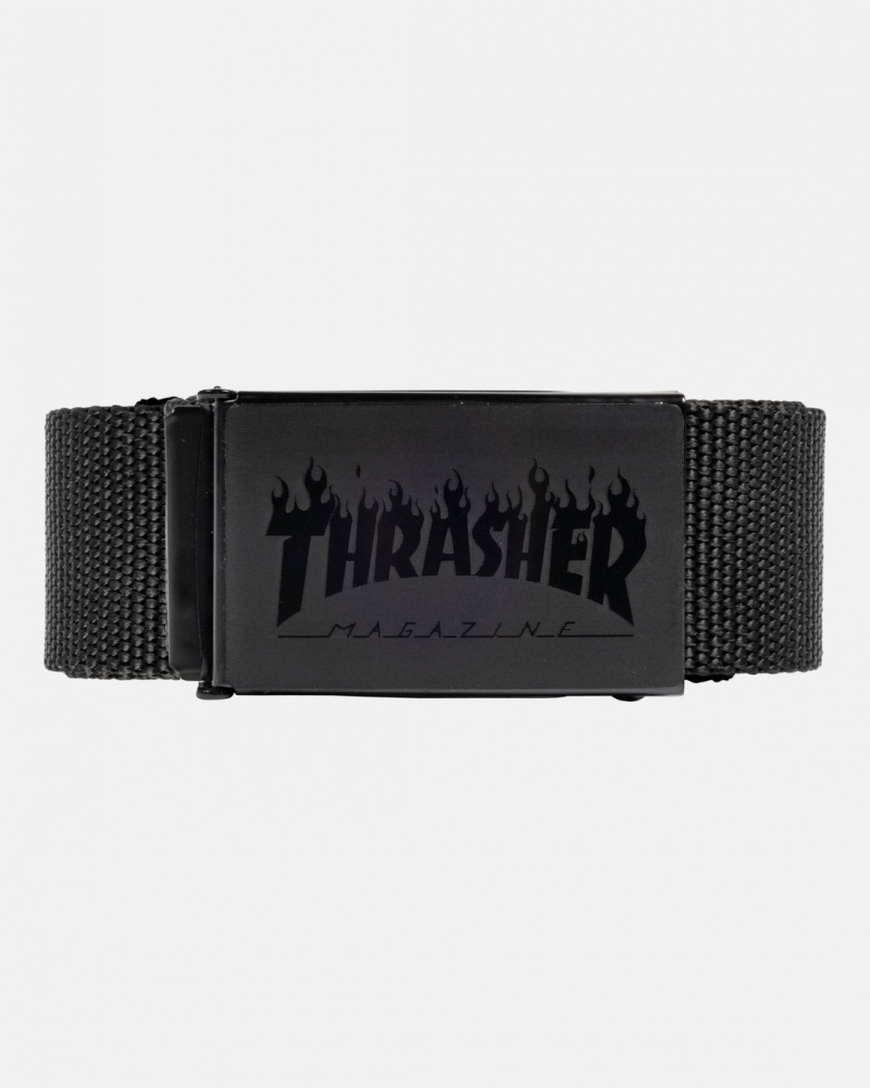 Other Thrasher Magazine Flame Logo Web Belt Negros | QJZ-169745