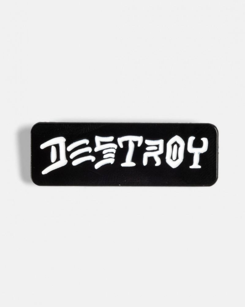 Pins & Patches Thrasher Magazine Destroy Lapel Pin Negros | DAC-349026