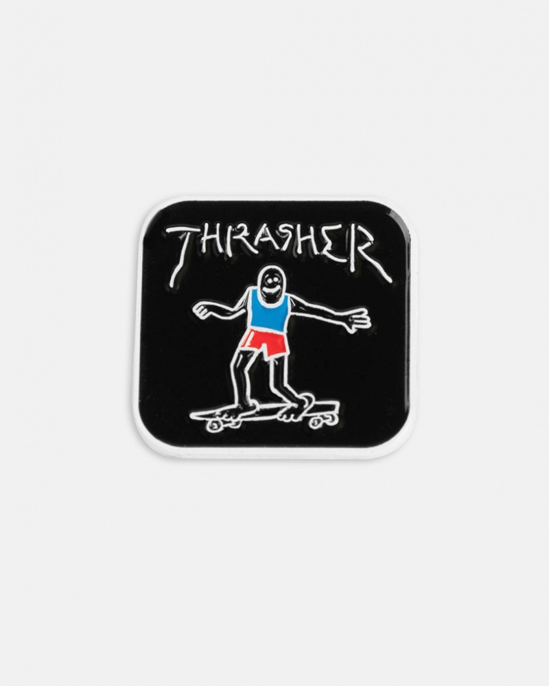 Pins & Patches Thrasher Magazine Gonz Lapel Pin Negros | RJW-945381