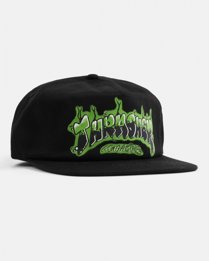 Sombreros Thrasher Magazine Airbrush Snapback Negros | EQN-170238