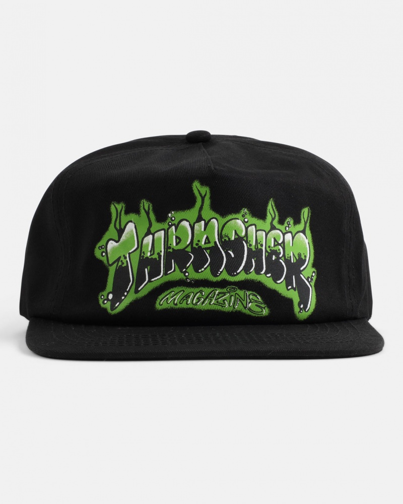 Sombreros Thrasher Magazine Airbrush Snapback Negros | EQN-170238