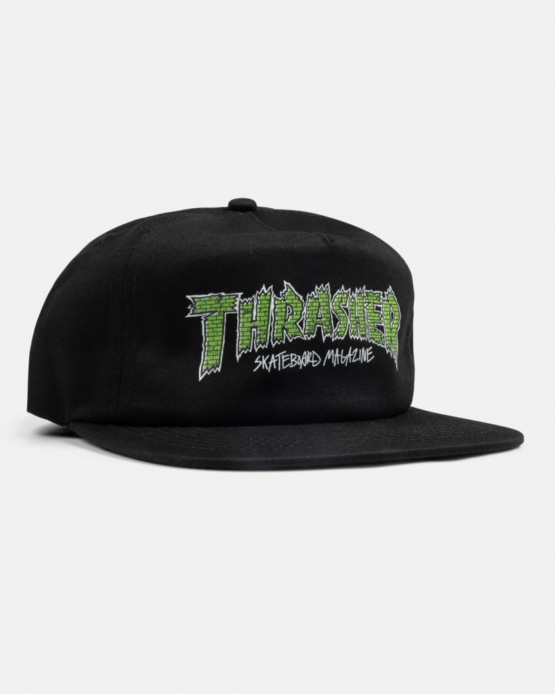 Sombreros Thrasher Magazine Brick Snapback Negros | NYO-257039
