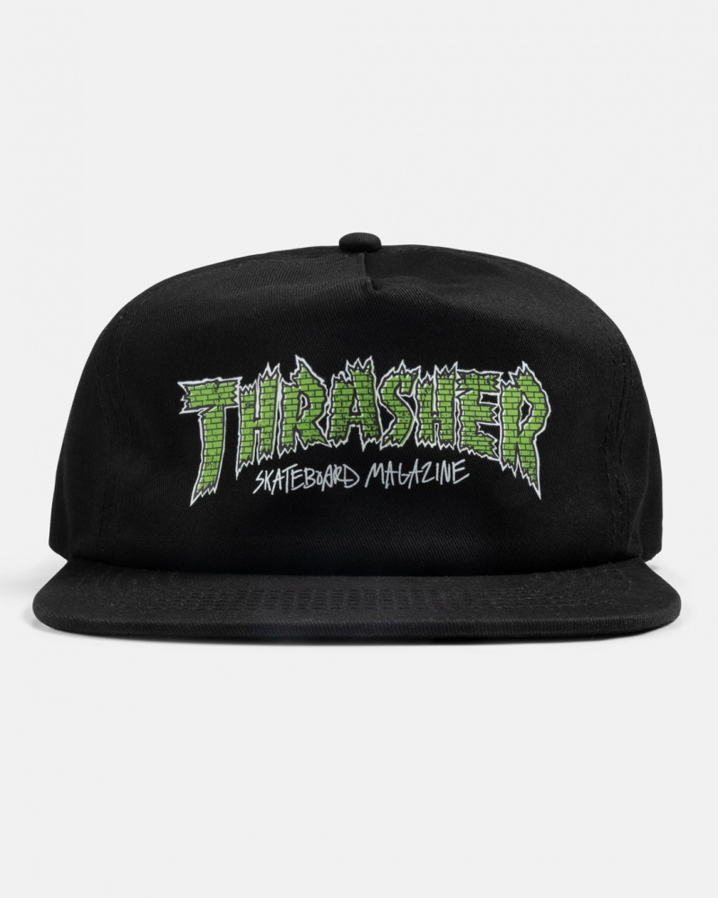 Sombreros Thrasher Magazine Brick Snapback Negros | NYO-257039