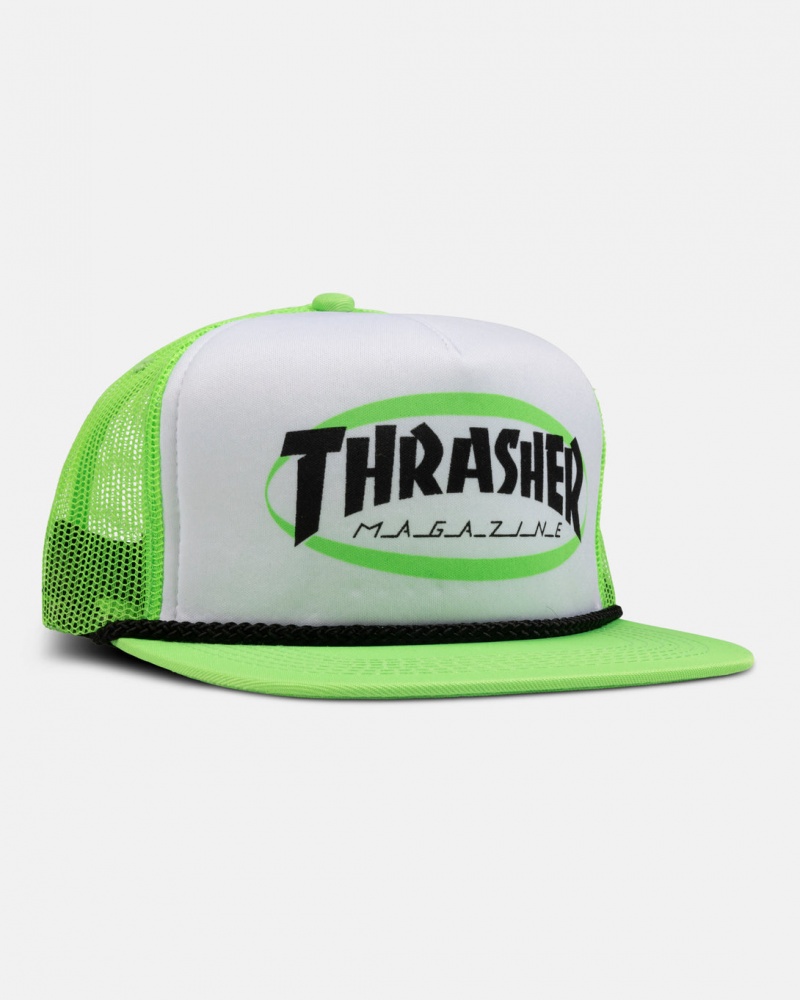 Sombreros Thrasher Magazine Ellipse Trucker Verdes | UNM-453291