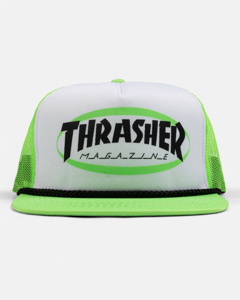 Sombreros Thrasher Magazine Ellipse Trucker Verdes | UNM-453291