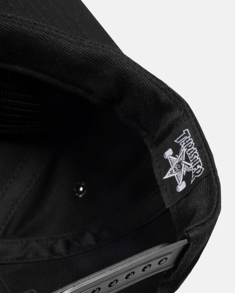 Sombreros Thrasher Magazine Flame EMBROIDERED Snapback Negros | RHM-693140