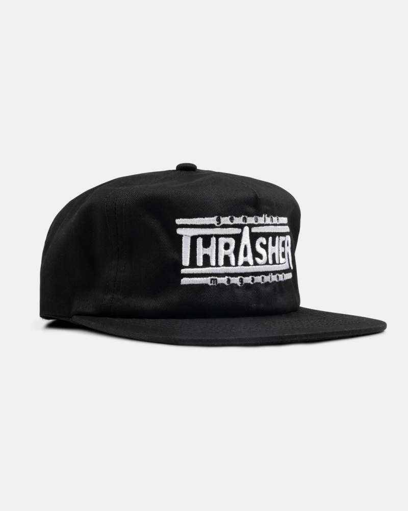 Sombreros Thrasher Magazine Genuine Snapback Negros | EDB-568290