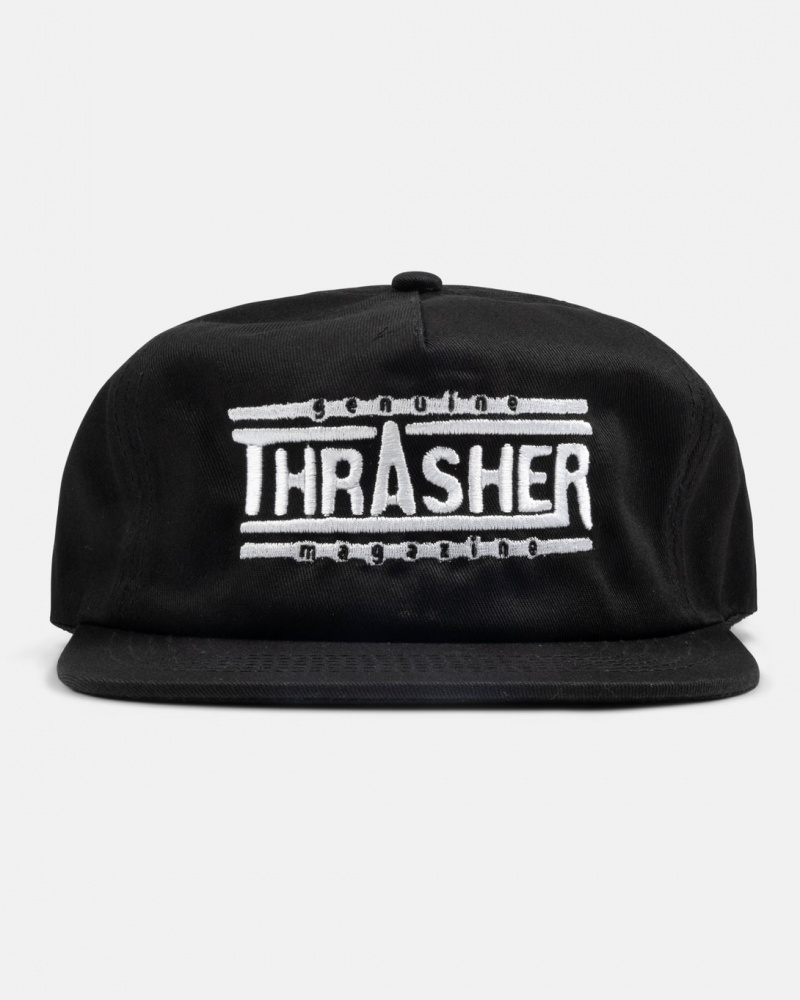 Sombreros Thrasher Magazine Genuine Snapback Negros | EDB-568290