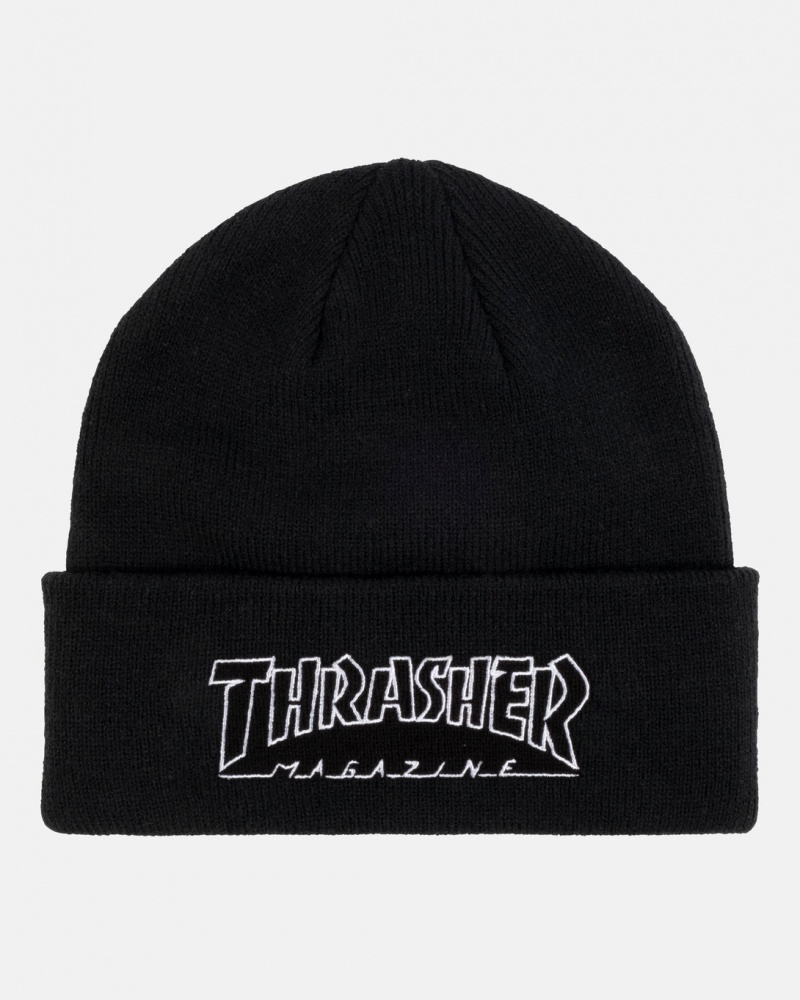 Sombreros Thrasher Magazine Outlined Beanie Negros | JEN-630821