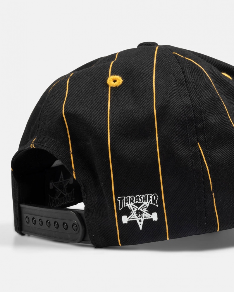 Sombreros Thrasher Magazine Pinstripe T Old Timer Hat Negros Amarillos | FJV-748126