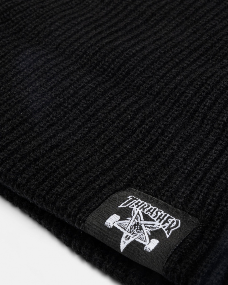 Sombreros Thrasher Magazine Skate and Destroy Beanie Negros | WDX-980764