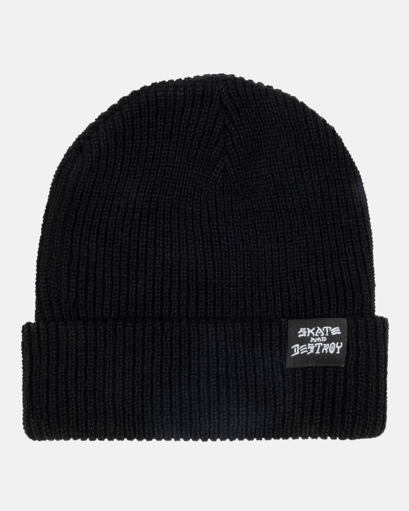 Sombreros Thrasher Magazine Skate and Destroy Beanie Negros | WDX-980764