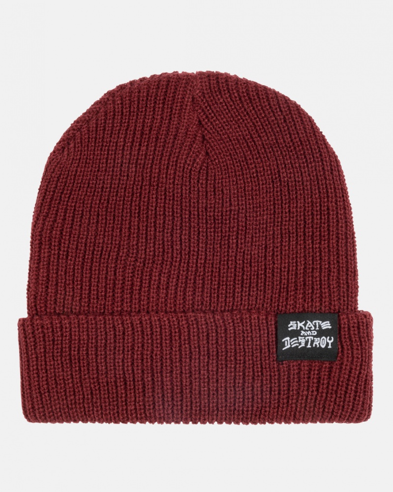 Sombreros Thrasher Magazine Skate and Destroy Beanie Vino Granate | AIF-297106
