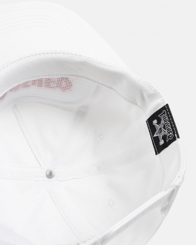 Sombreros Thrasher Magazine THRASHER MAG Snapback Blancos | AEK-428705