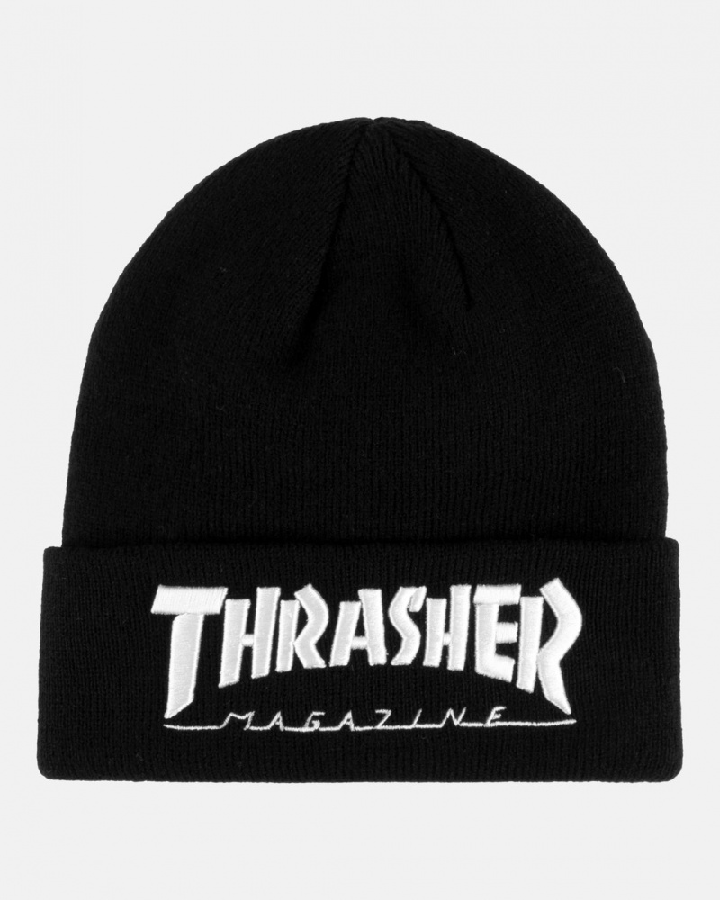 Sombreros Thrasher Magazine Thrasher Beanie Negros Blancos | MHT-725130