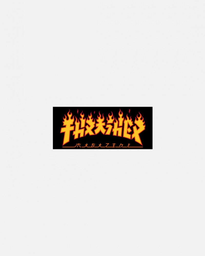 Stickers Thrasher Magazine Godzilla Flame Sticker Negros | ELH-614598