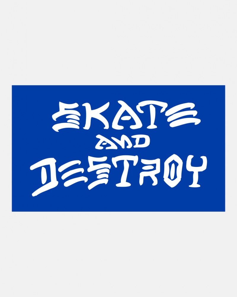Stickers Thrasher Magazine Skate and Destroy Sticker Azules Blancos | WIH-863942