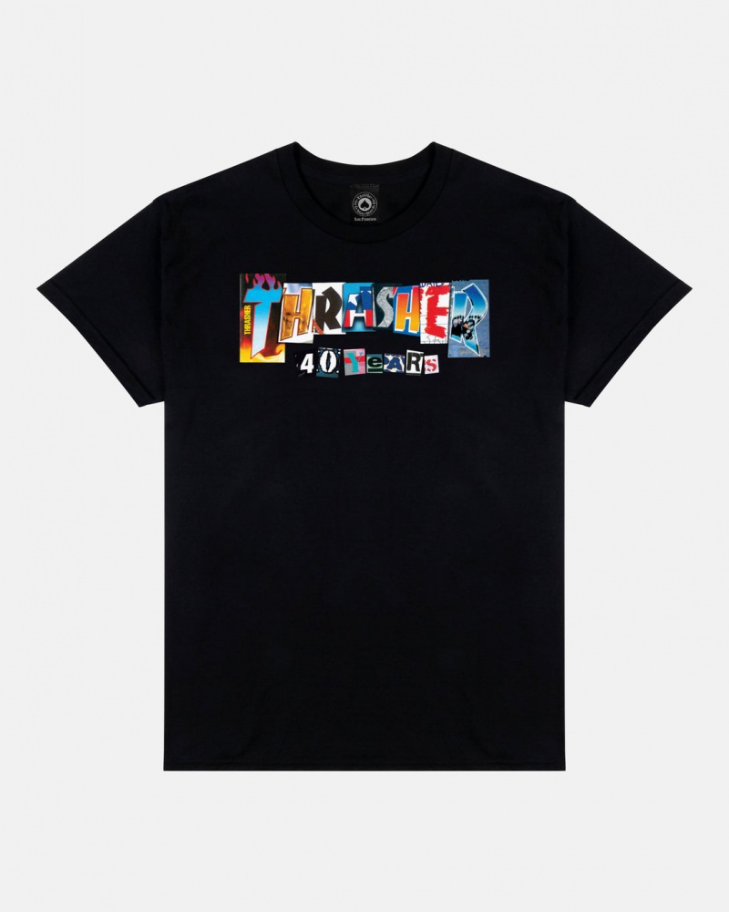 T-Shirts Thrasher Magazine 40 Years T-Shirt Negros | MRG-539682