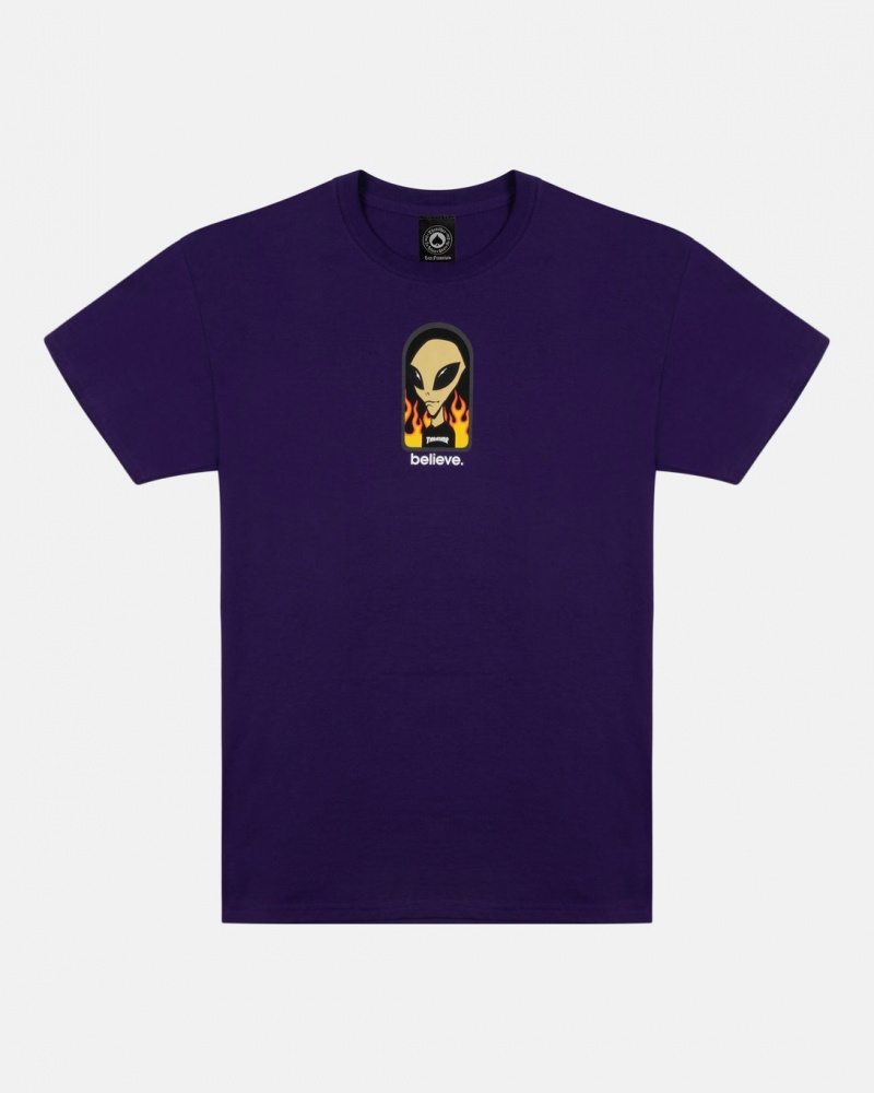 T-Shirts Thrasher Magazine Believe T-Shirt Morados | WAY-934675