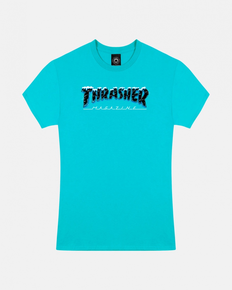 T-Shirts Thrasher Magazine Black Ice T-Shirt Azules Claro | BNS-640173